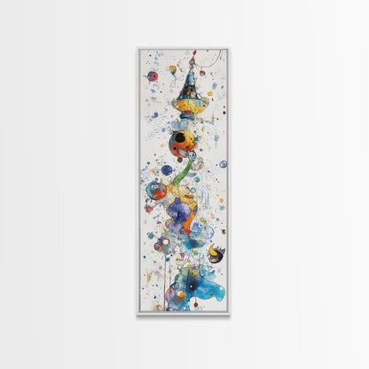 Whimsical Tower Painting Canvas Print Colorful Fun Art Vertical Wall Art Unique Gift Idea Playful Whimsical Art for Living Room