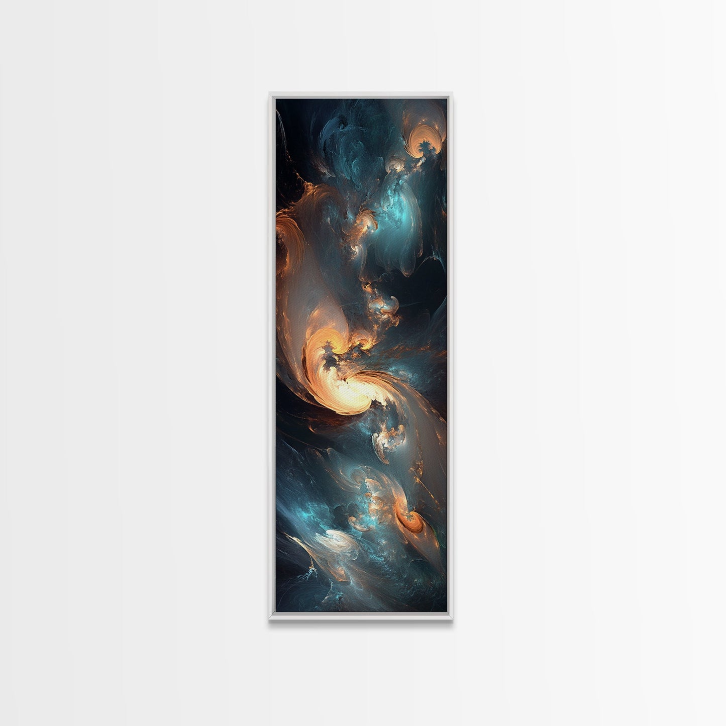 Radiant Sky Abstract Blue Wall Art Framed Canvas Print Coastal Decor Moody Wall Art Extra Wide Art Horizontal Panoramic