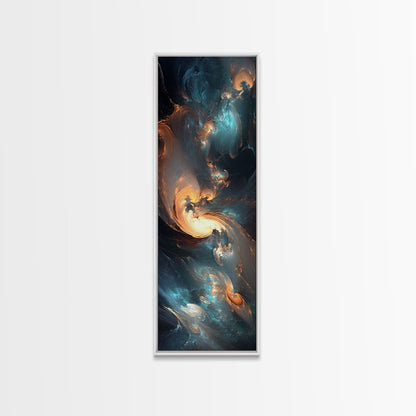 Radiant Sky Abstract Blue Wall Art Framed Canvas Print Coastal Decor Moody Wall Art Extra Wide Art Horizontal Panoramic