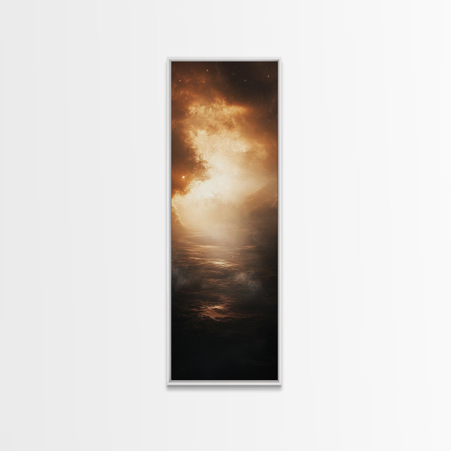 Golden Hour Ocean Sunset Moody Wall Art Framed Canvas Print Nautical Painting Living Room Coastal Wall Art Decor