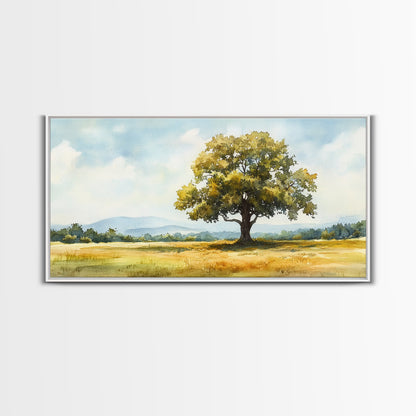 Oak Tree Art Landscape Painting Framed Canvas Print Rustic Decor Living Room Art Original Artwork Above Couch Wall Art Nature Scene