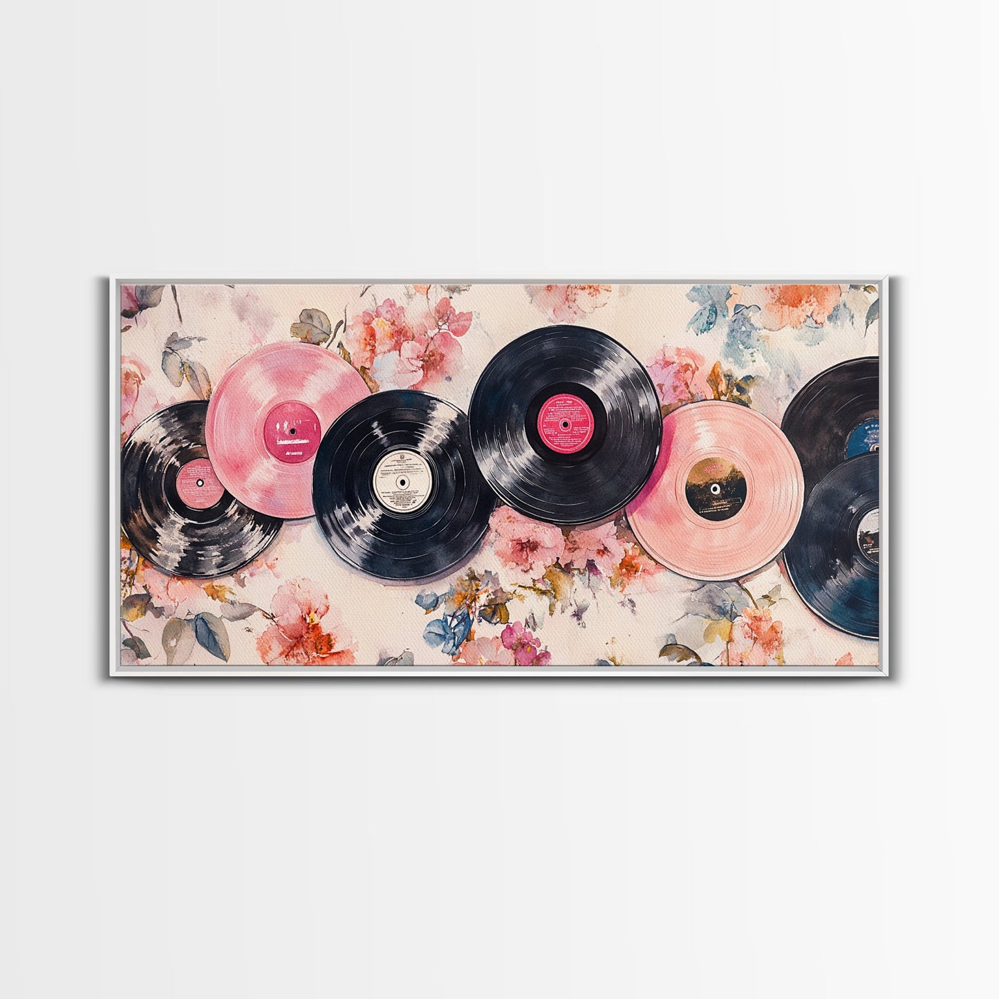 Vinyl Record Nostalgia Canvas Print Featuring Music Wall Art Retro Wall Art Pink Wall Art Moody Art Rustic Art Guest Room Living Decor