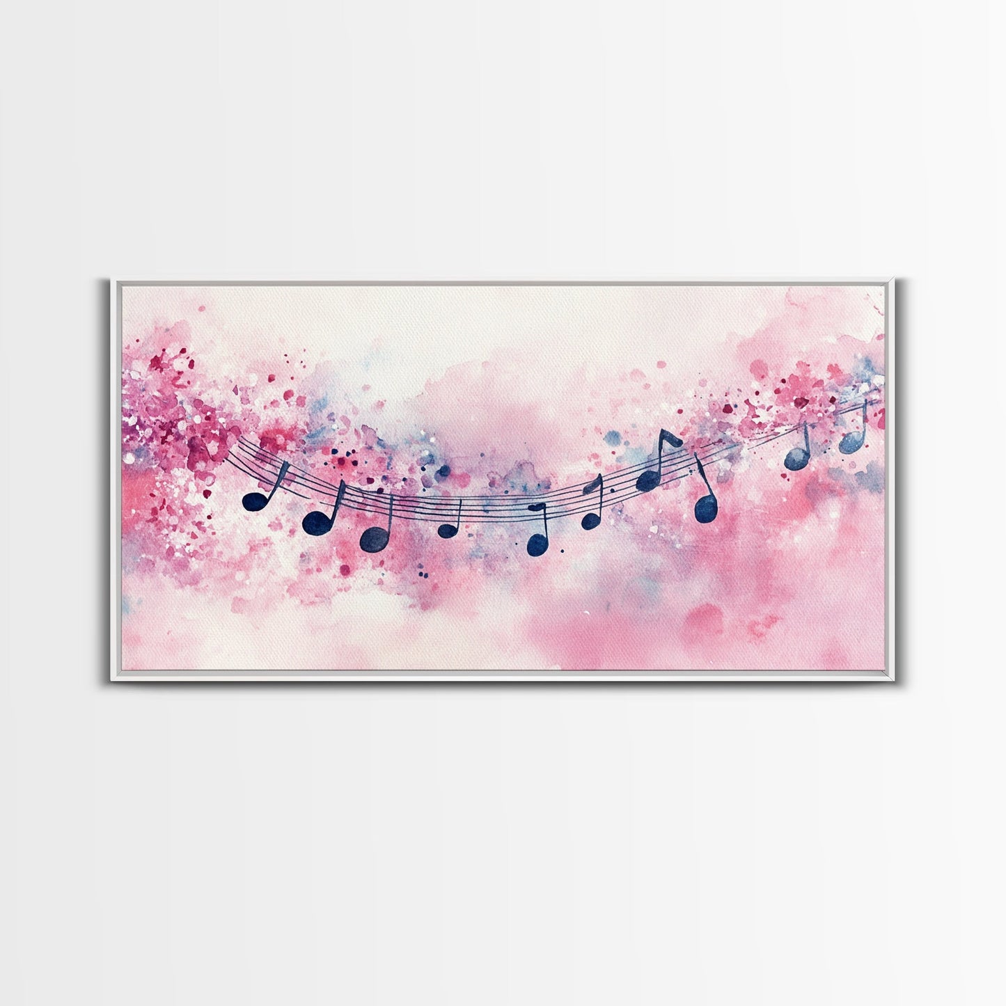 Music Notes Canvas Print Pink Abstract Art Musical Gift Idea Therapy Room Decor Boho Minimalist Wall Art Living Room Accent