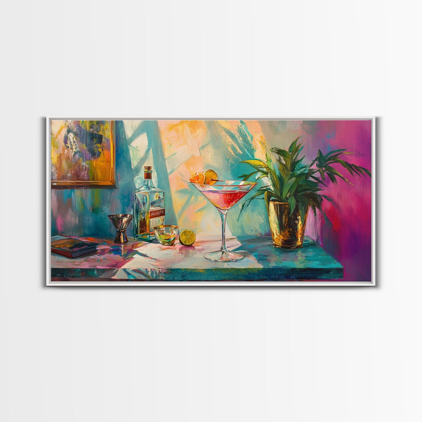 Martini Cocktail Canvas Print Colorful Bar Wall Art Vibrant Foodie Home Decor Gift Idea Kitchen Modern Party Drink Art Living Room