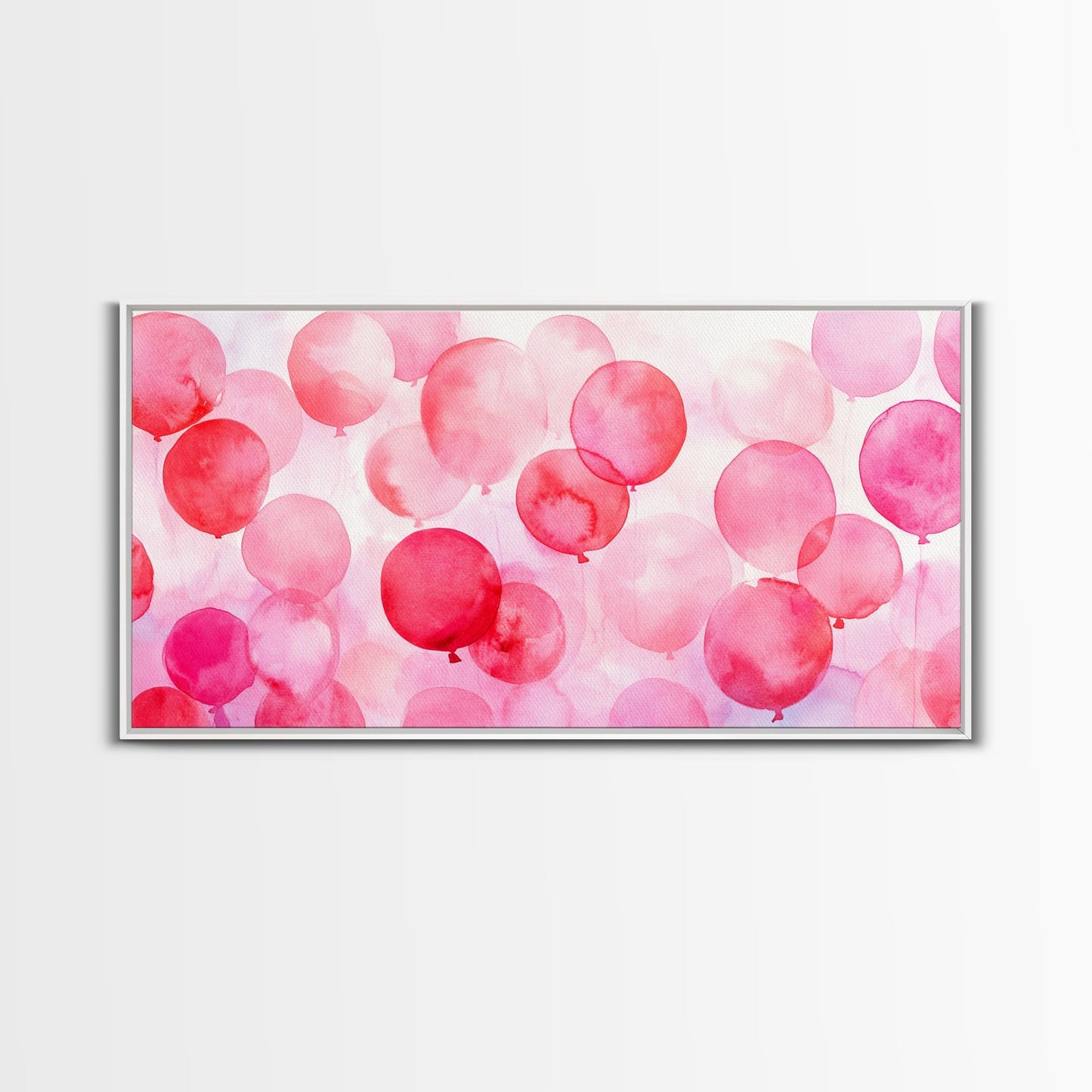 Pink Balloon Canvas Print - Light Pink Wall Art Boho Birthday Celebration Art Minimalist Decor Living Room Horizontal Art