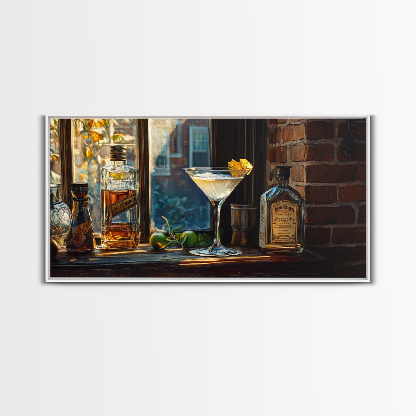 Rustic Martini Art Framed Canvas Print - Cozy Espresso Martini Wall Art - Fall Home Bar Decor - Kitchen Food Review Kitchen Art