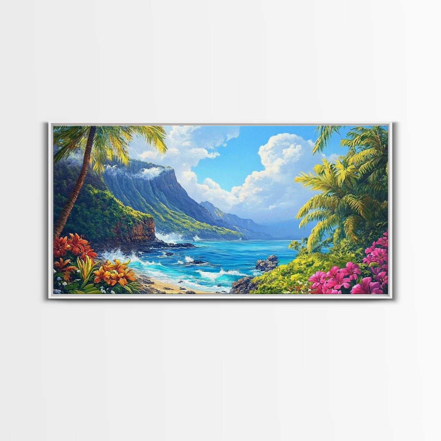 Tropical Beachscape Canvas Print Coastal Landscape Art Hawaii Decor Living Room Art Above Couch Art Nautical Wall Art Gift Idea