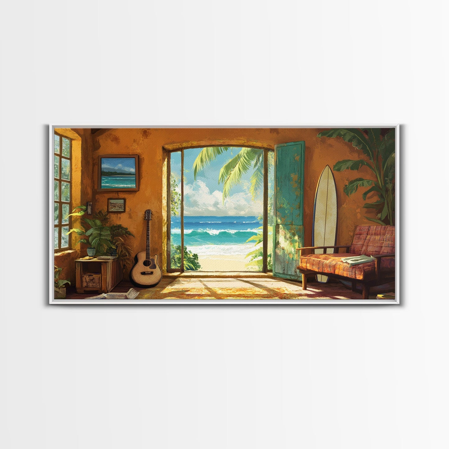 Ocean Retreat Leinwanddruck Küstendeko Rustikale maritime Wandkunst für über dem Sofa Tropische Strandzimmerkunst Bauernhauskunst Geschenkidee