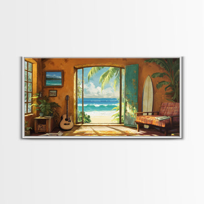 Ocean Retreat Leinwanddruck Küstendeko Rustikale maritime Wandkunst für über dem Sofa Tropische Strandzimmerkunst Bauernhauskunst Geschenkidee