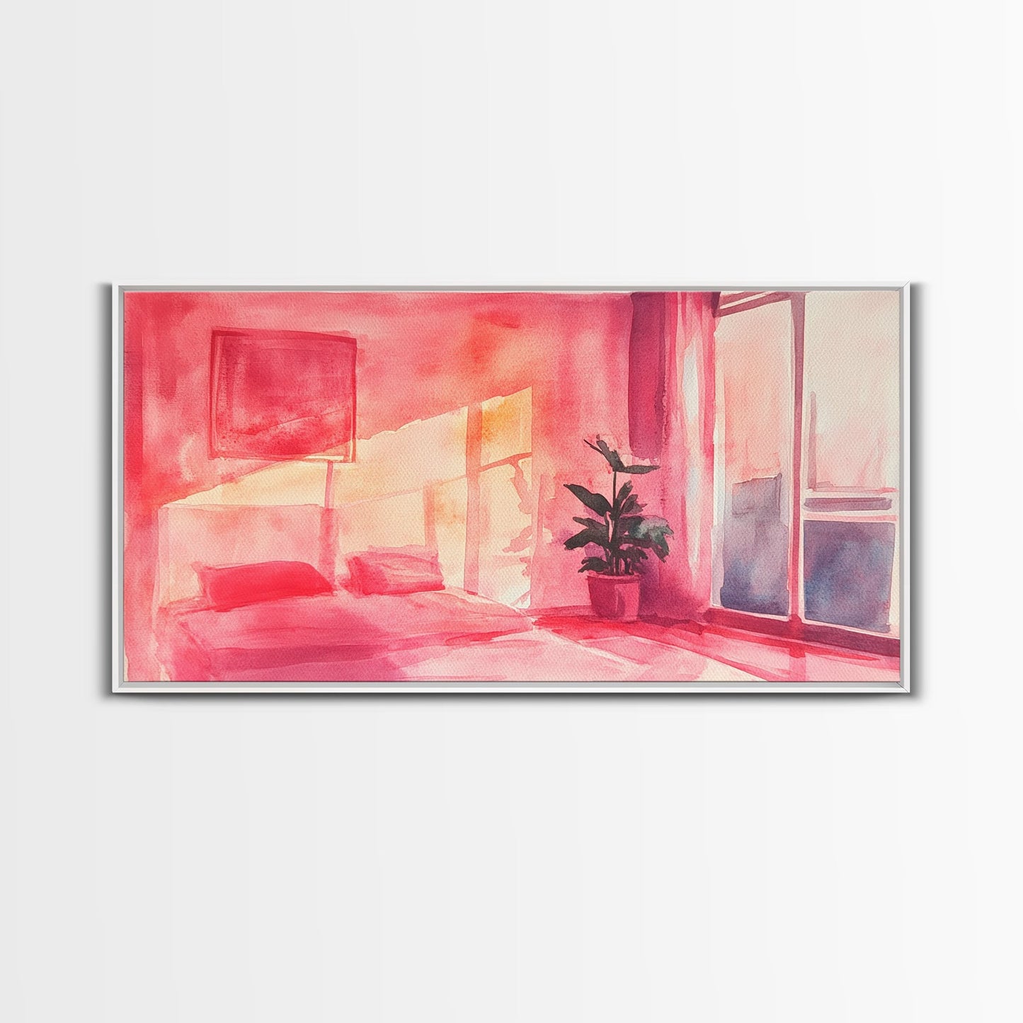 Sunny Bedroom Canvas Print Light Pink Wall Art Minimalist Decor Cherry Wall Art Therapy Art Rustic Bedroom Art Boho Art Gift Idea