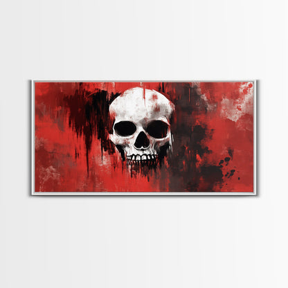 Skull Art Framed Canvas Print, Moody Dark Abstract Wall Decor, Gothic Bedroom Art, Unique Halloween Wall Art Gift, Dark Angels Decor