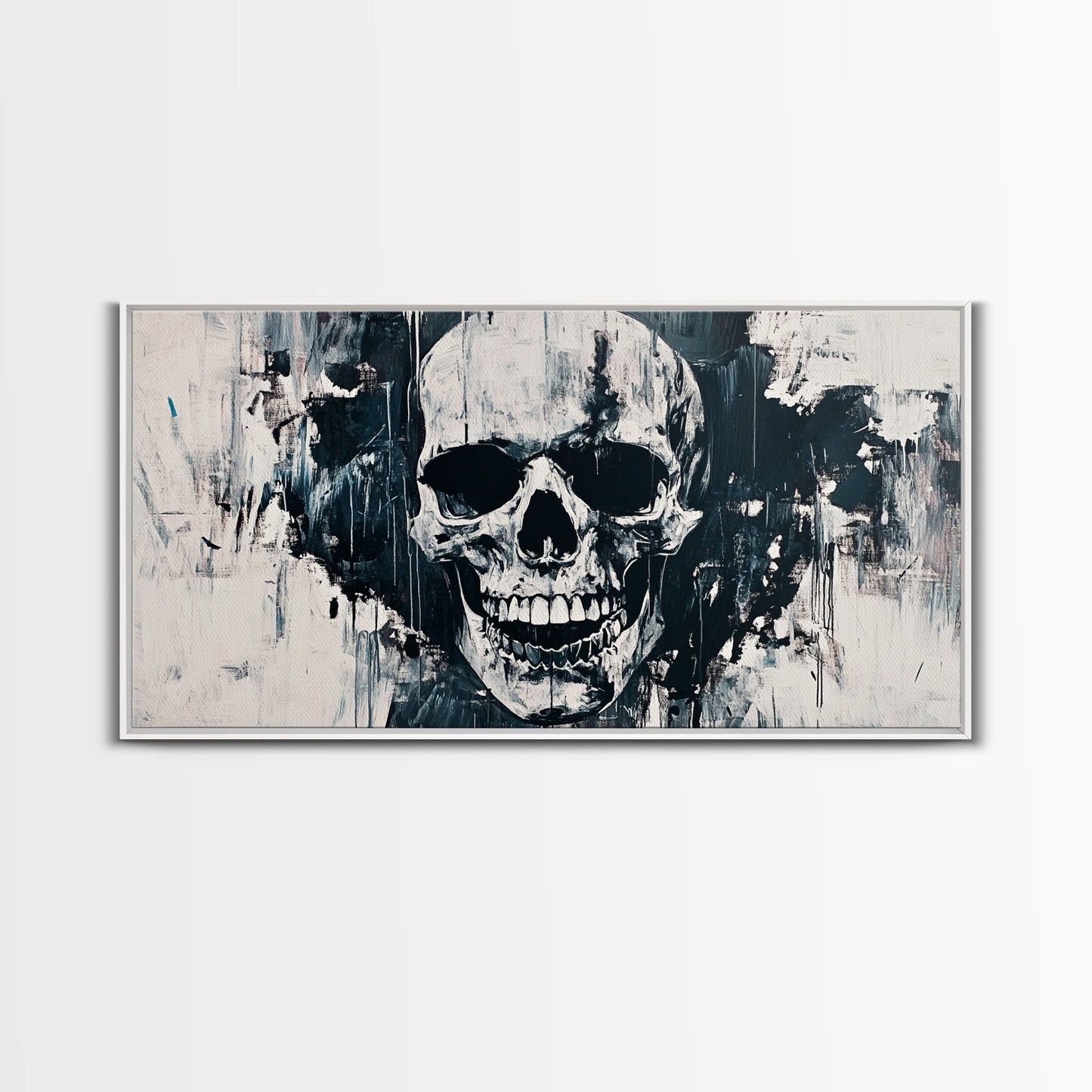 Gothic Skull Art Canvas Print, Dark Moody Abstract Wall Decor, Halloween Living Room Art, Unique Therapy Art Gift, Dark Angels Print