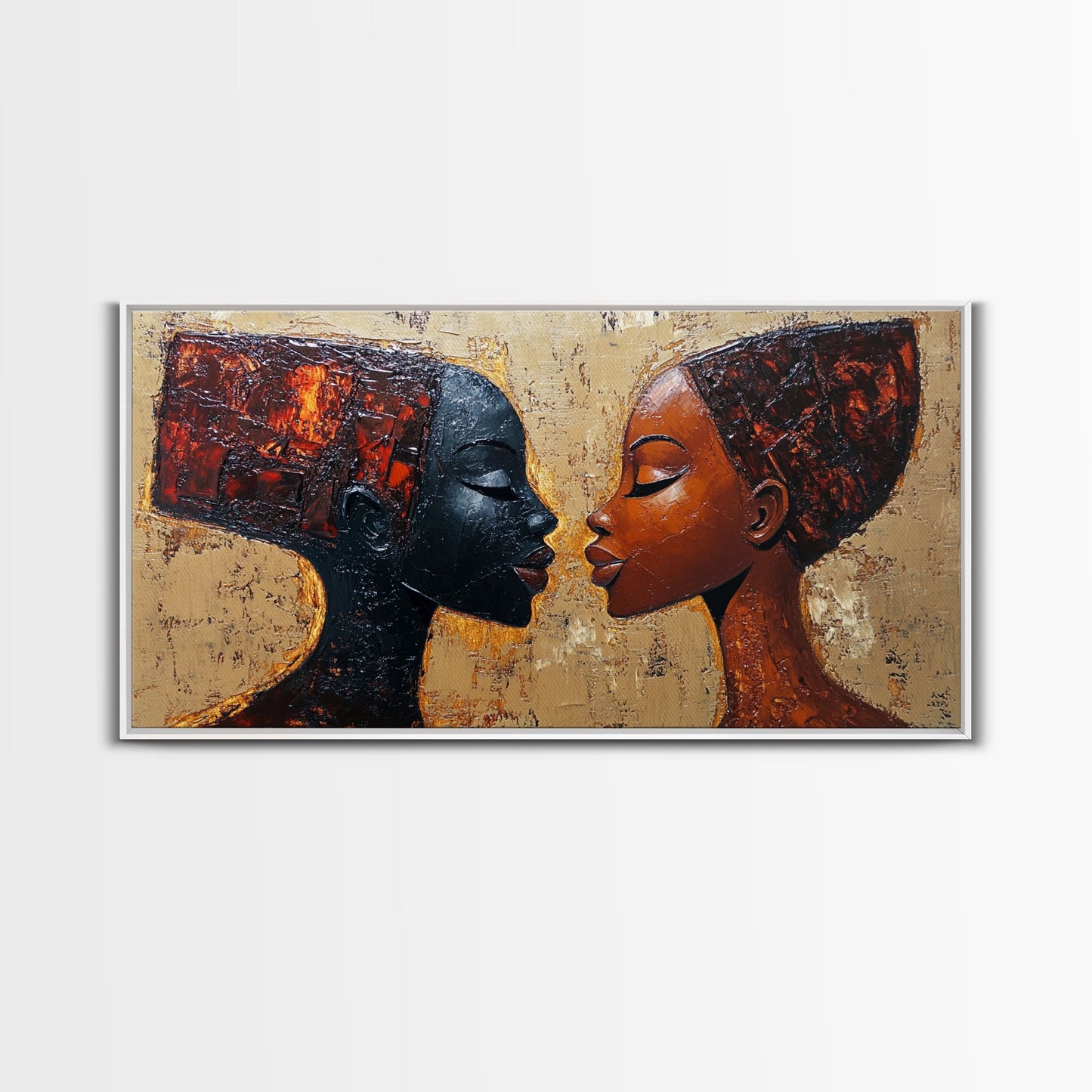 Bold African Women Framed Canvas Print, Afrocentric Art Wall Decor, Moody Bedroom Art, Unique Living Room Art Gift Idea