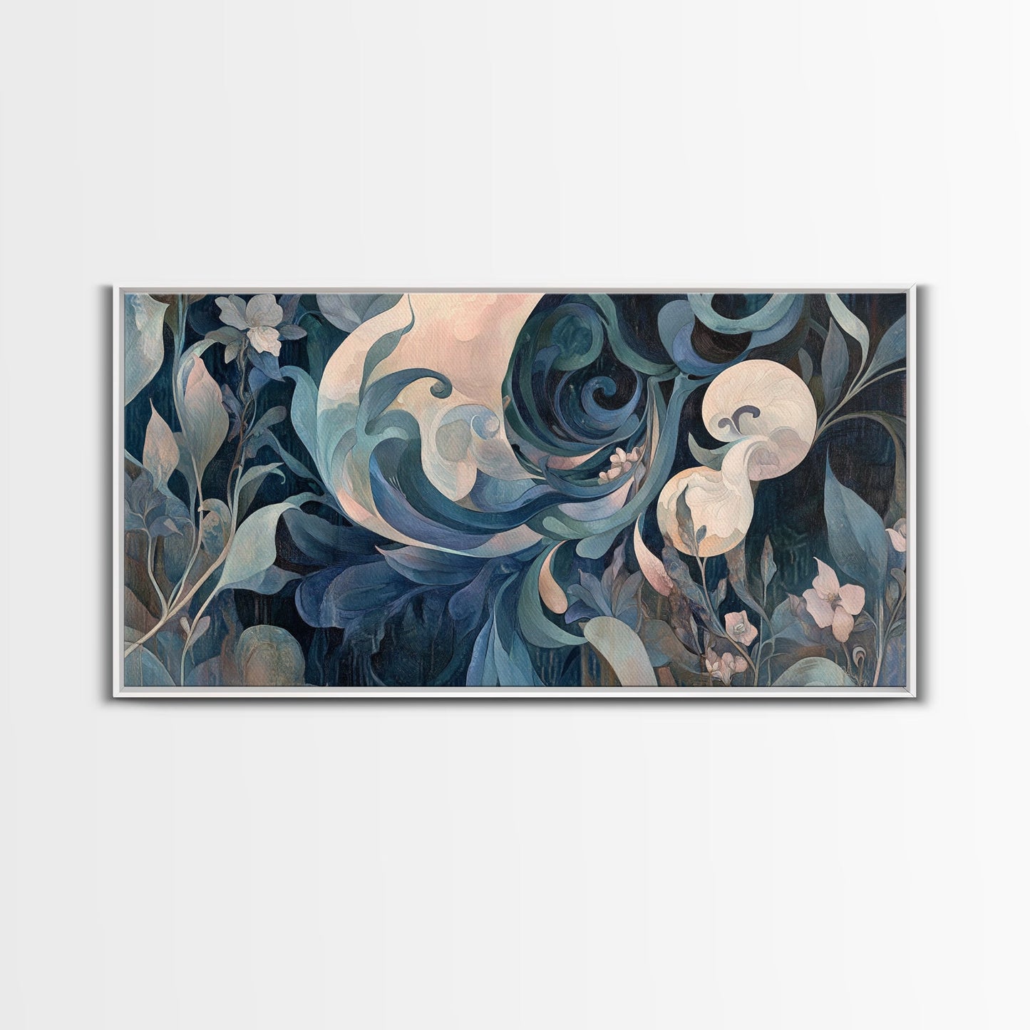 Floral Art Nouveau Canvas Print with Botanical Prints and Minimalist Art Stunning Sage Green Wall Art for Elegant Decor Spaces