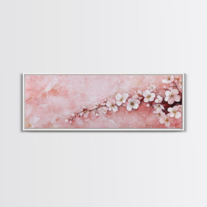 Cherry Blossom Branch Canvas Print, Light Pink Wall Art, Botanical Art, Bedroom Decor, Spring Floral Art, Rustic Wall Art