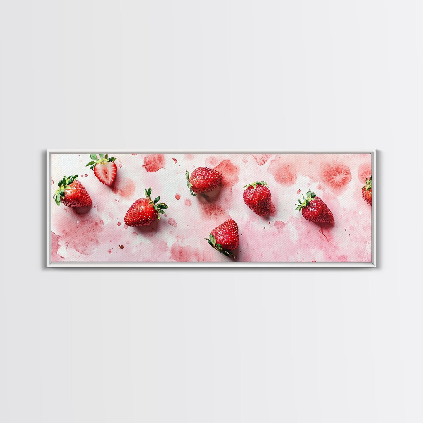 Strawberry Fruit Kitchen Art Framed Canvas Print Rustic Decor Horizontal Wall Art Living Room Art Whimsical Botanical Prints