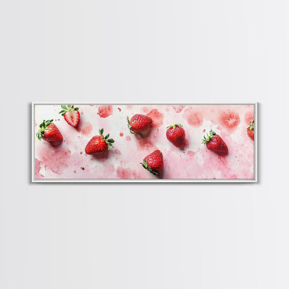 Strawberry Fruit Kitchen Art Framed Canvas Print Rustic Decor Horizontal Wall Art Living Room Art Whimsical Botanical Prints