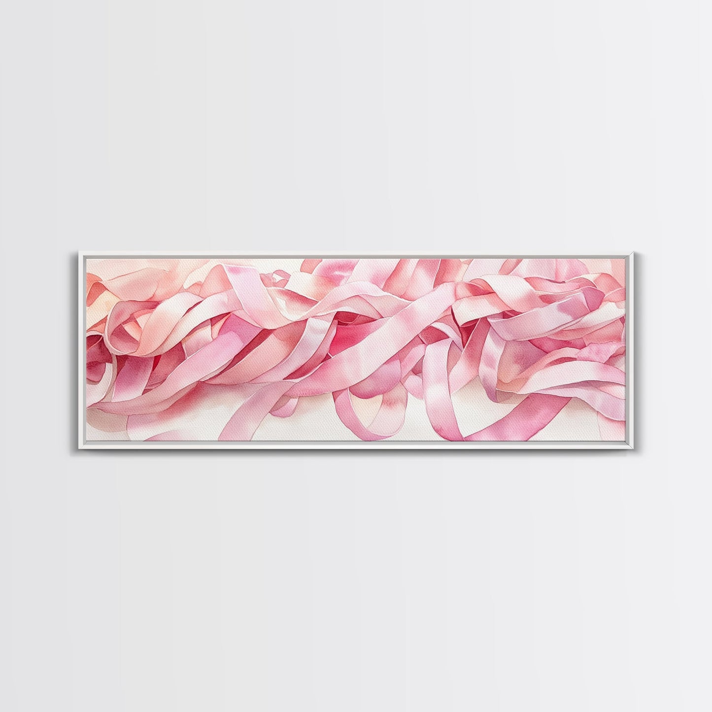 Abstract Ribbon Canvas Print Feminine Pink Abstract Artwork Horizontal Wabi Sabi Decor Minimalist Wall Art Above Sofa Framed Art