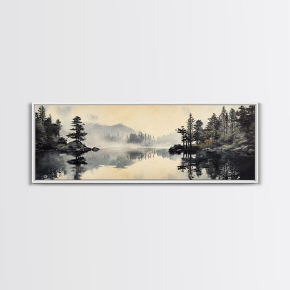 Tranquil Woodland Reflection Canvas Print, Lake Tahoe Art, Smoky Mountain Art, Coastal Landscape Art, Bedroom Art, Rustic Decor