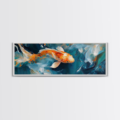 Vibrant Koi Fish Canvas Print, Whimsical Art, Coastal Wall Art, Bedroom Art, Gift Idea, Teal Wall Art, Above Sofa Decor, Nautical Painting