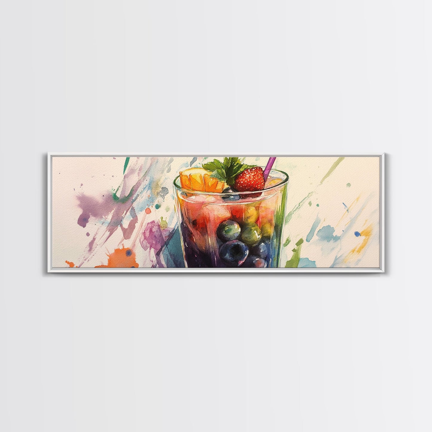 Canvas Print Vibrant Martini Wall Art Fruit of the Spirit Kitchen Art Horizontal Modern Decor Gift Idea Panoramic Painting