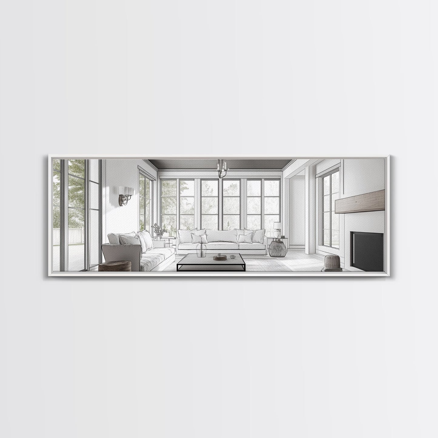 Extra Wide Canvas Print Living Room Art Modern Wabi Sabi Art Panoramic Neutral Design Rustic Farmhouse Minimalist Wall Decor