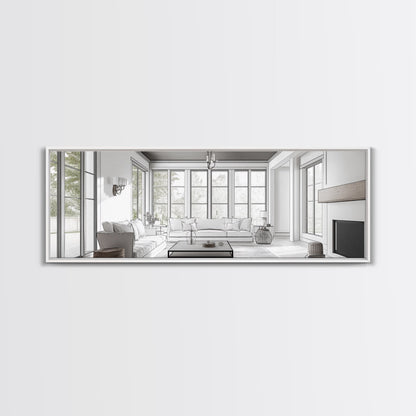 Extra Wide Canvas Print Living Room Art Modern Wabi Sabi Art Panoramic Neutral Design Rustic Farmhouse Minimalist Wall Decor