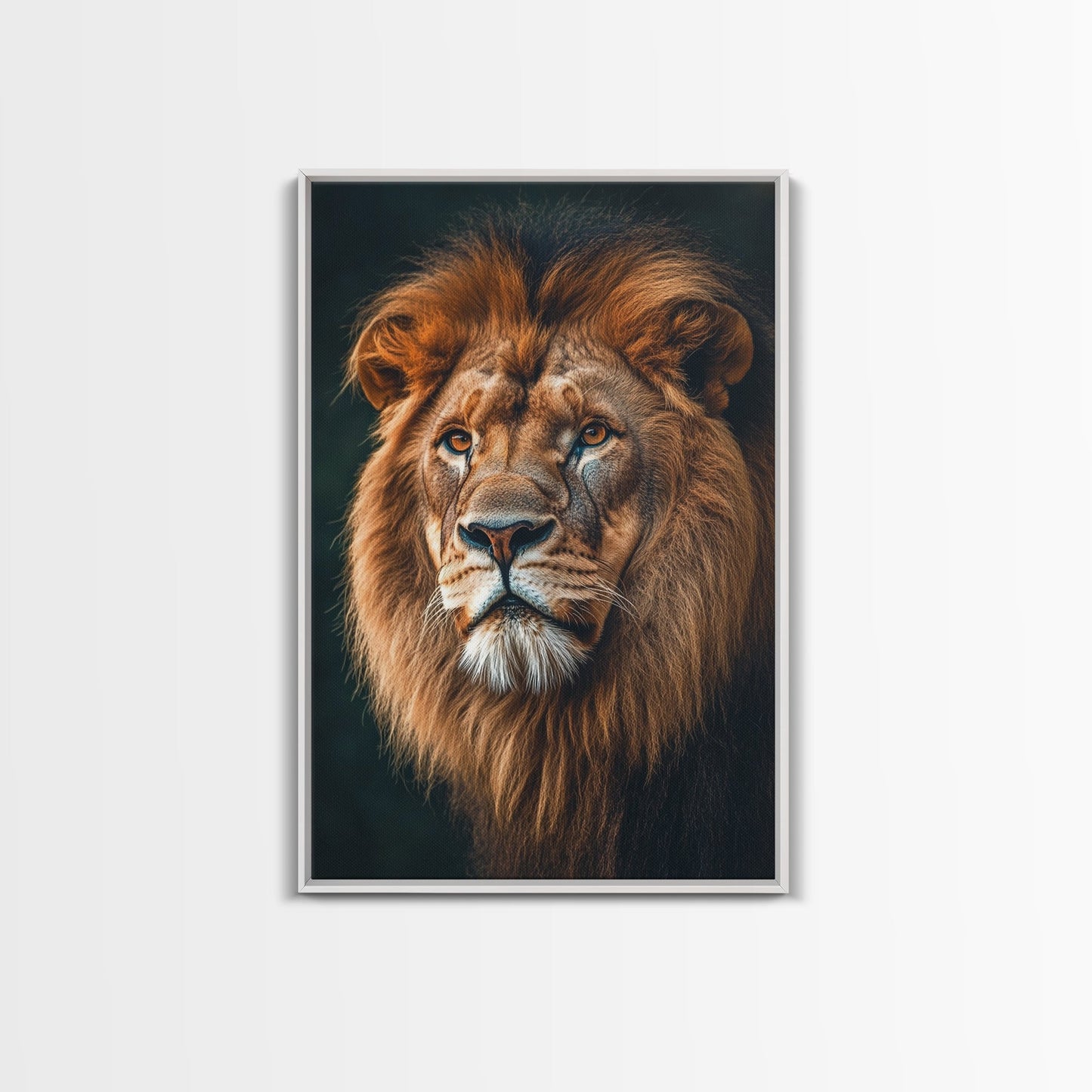 Majestic Lion Portrait Framed Canvas Print – African Art, Rustic Decor, Living Room Wall Art, Gift Idea Wildlife Inspired Home Art