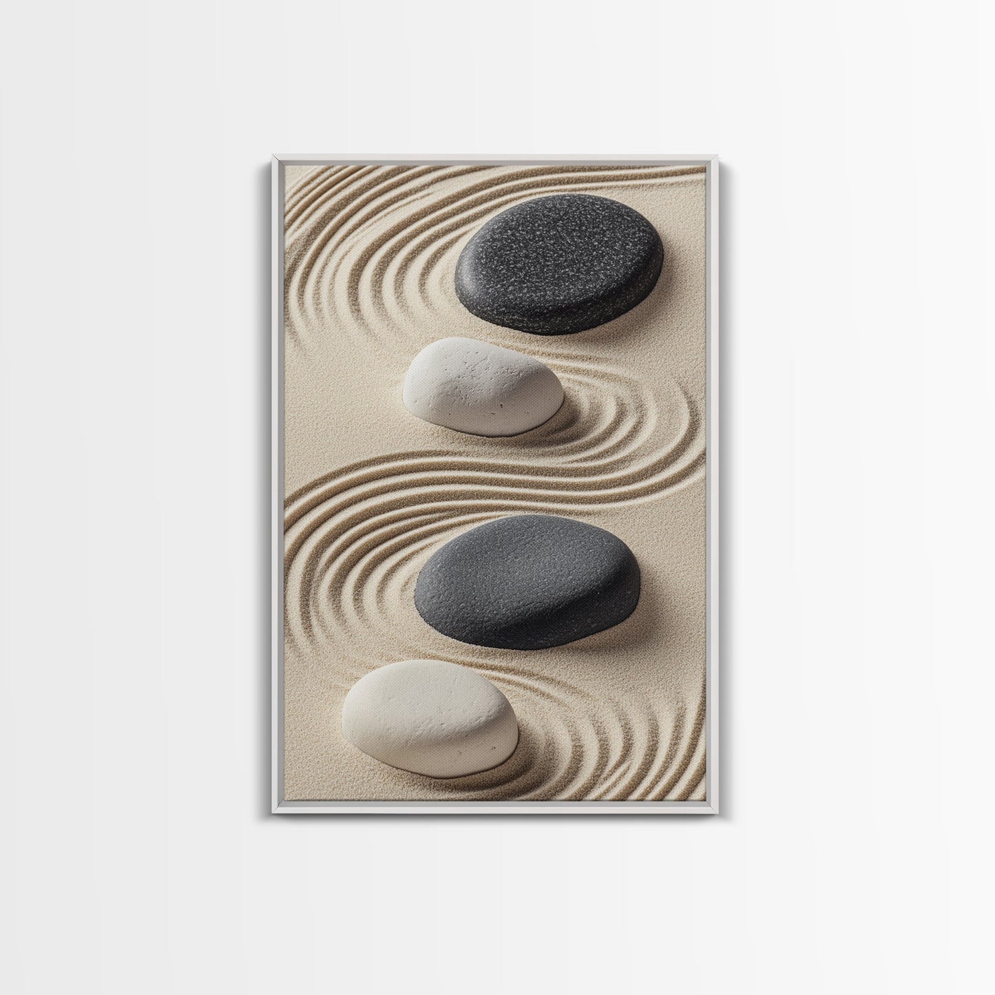 Black White Zen Stones Canvas Print Minimalist Zen Wall Art Wabi Sabi Artwork Rustic Zen Decor Living Room Art Bedroom Artwork