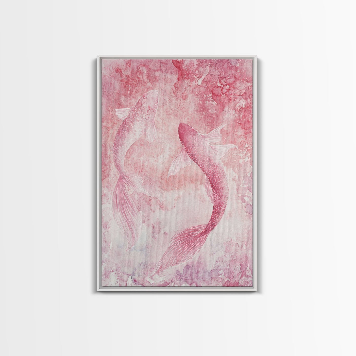 Canvas Print Koi Fish Painting Pink Abstract Art Zen Wall Art Minimalist Artwork Living Room Decor Gift Idea Bedroom Wall Art