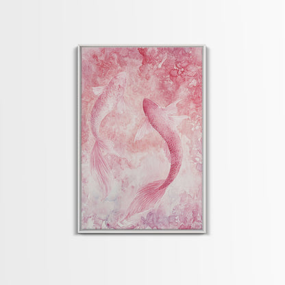 Canvas Print Koi Fish Painting Pink Abstract Art Zen Wall Art Minimalist Artwork Living Room Decor Gift Idea Bedroom Wall Art