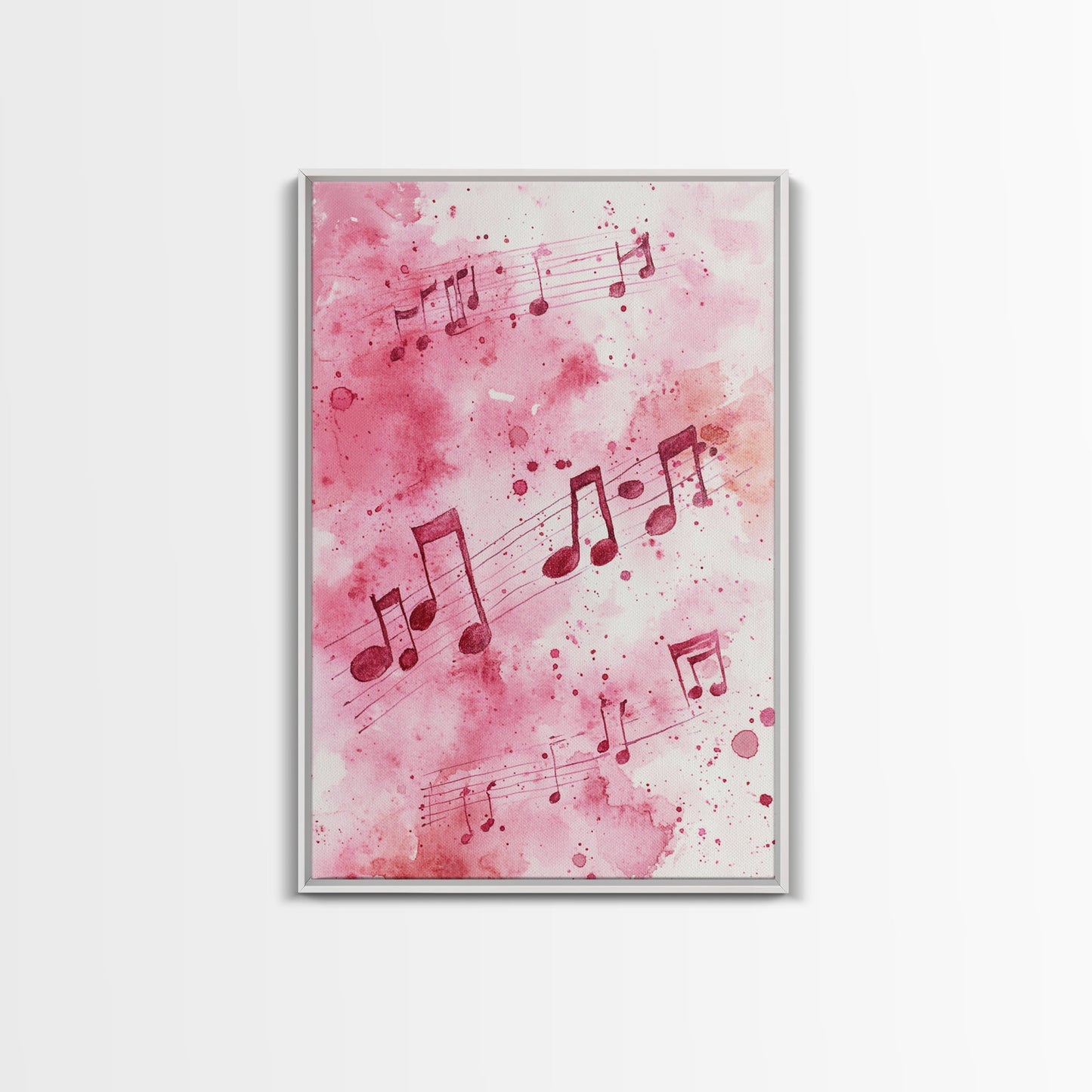 Musical Notes Canvas Print, Pink Abstract Watercolor Art, Music Lovers Gift, Therapy Wall Art, Light Pink Bedroom Living Room Decor