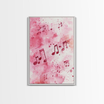 Musical Notes Canvas Print, Pink Abstract Watercolor Art, Music Lovers Gift, Therapy Wall Art, Light Pink Bedroom Living Room Decor