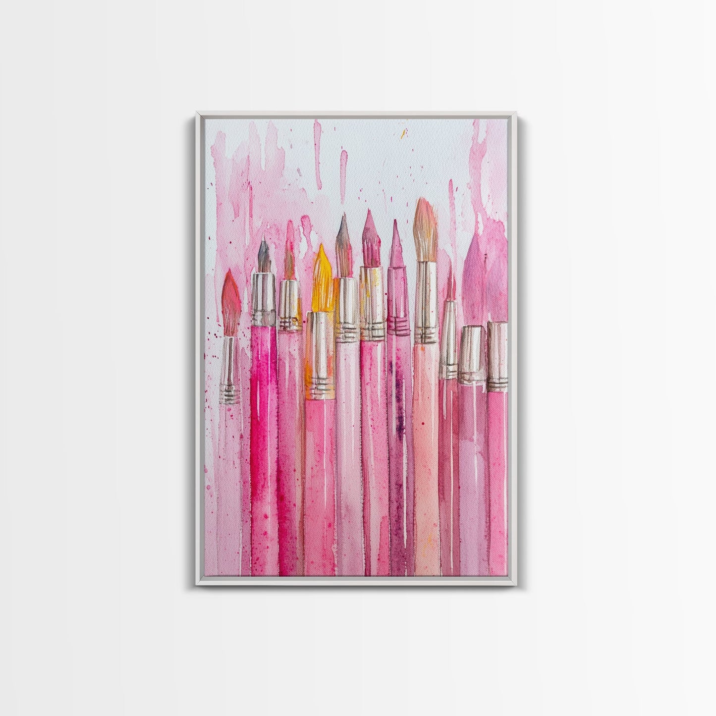 Painterly Brushes Canvas Print Pink Abstract Art Whimsical Art Rustic Decor Minimalist Dorm Wall Art Gift Idea Art Nouveau