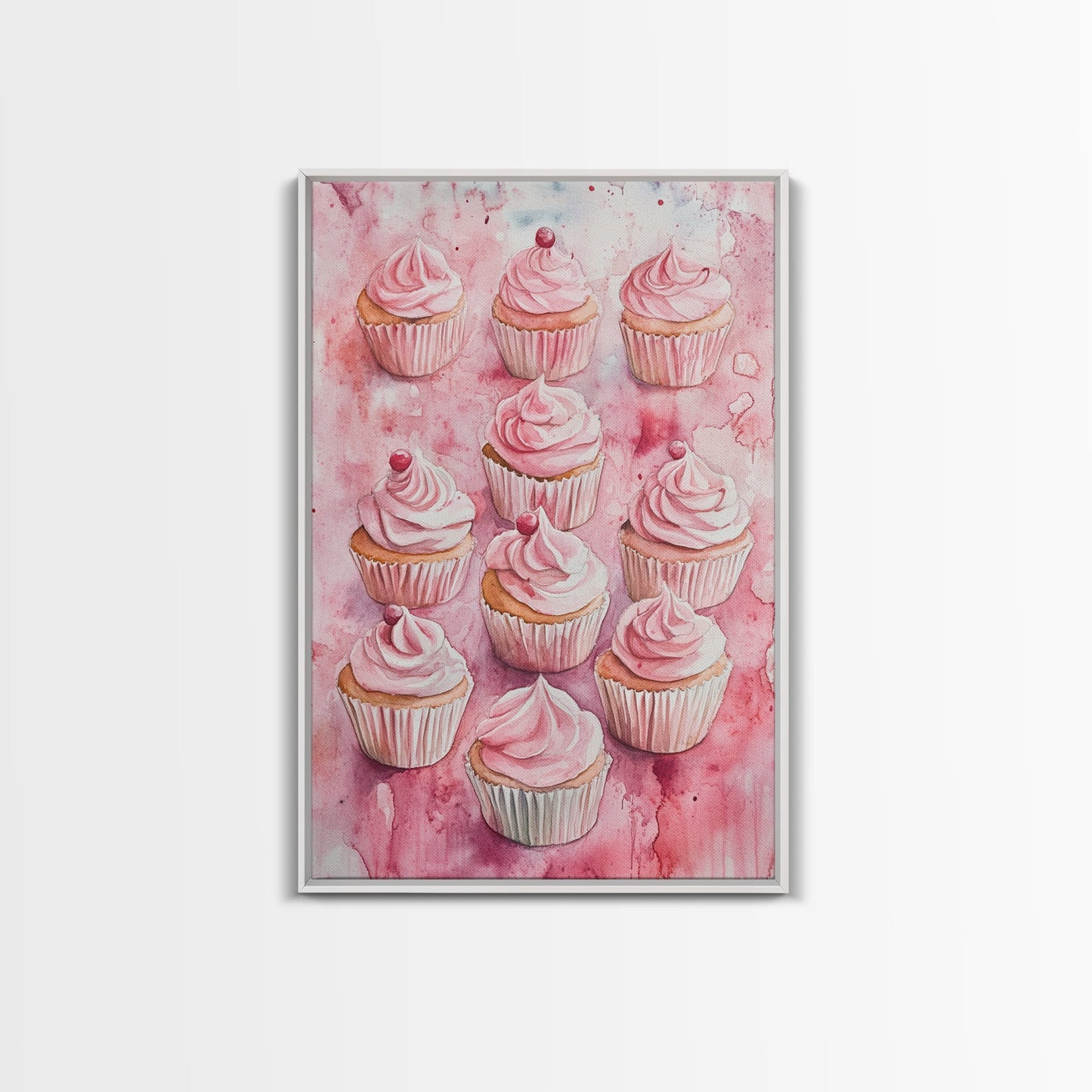 Pink Cupcakes Canvas Print Food Review Kitchen Art Dessert Wall Art Rustic Farmhouse Decor Gift Idea Pastel Whimsical Artwork