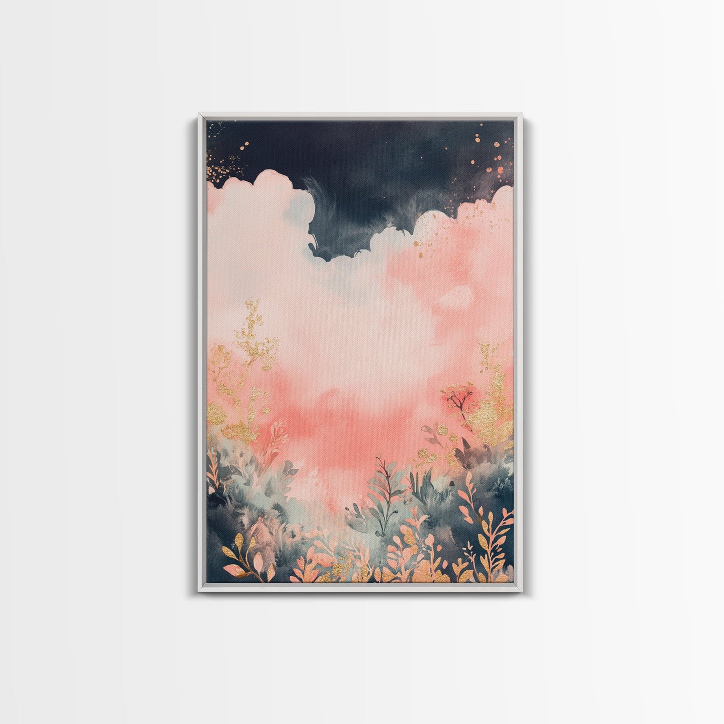 Moody dark romance painting with gold accents framed canvas print autumn-inspired wall decor rustic wabi sabi art farmhouse gift