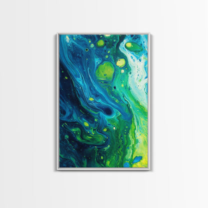 Blue and Green Abstract Canvas Print, Stunning Geometric Wall Art Ideal for Nautical Decor or Contemporary Above Couch Wall Art