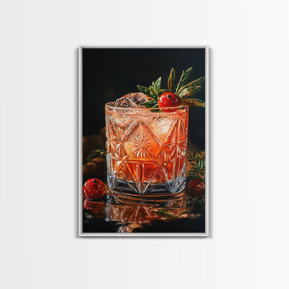 Cranberry Cocktail Canvas Print | Food Review Kitchen Art | Espresso Martini Wall Art | Rustic Kitchen Bar Decor Gift Idea Artwork