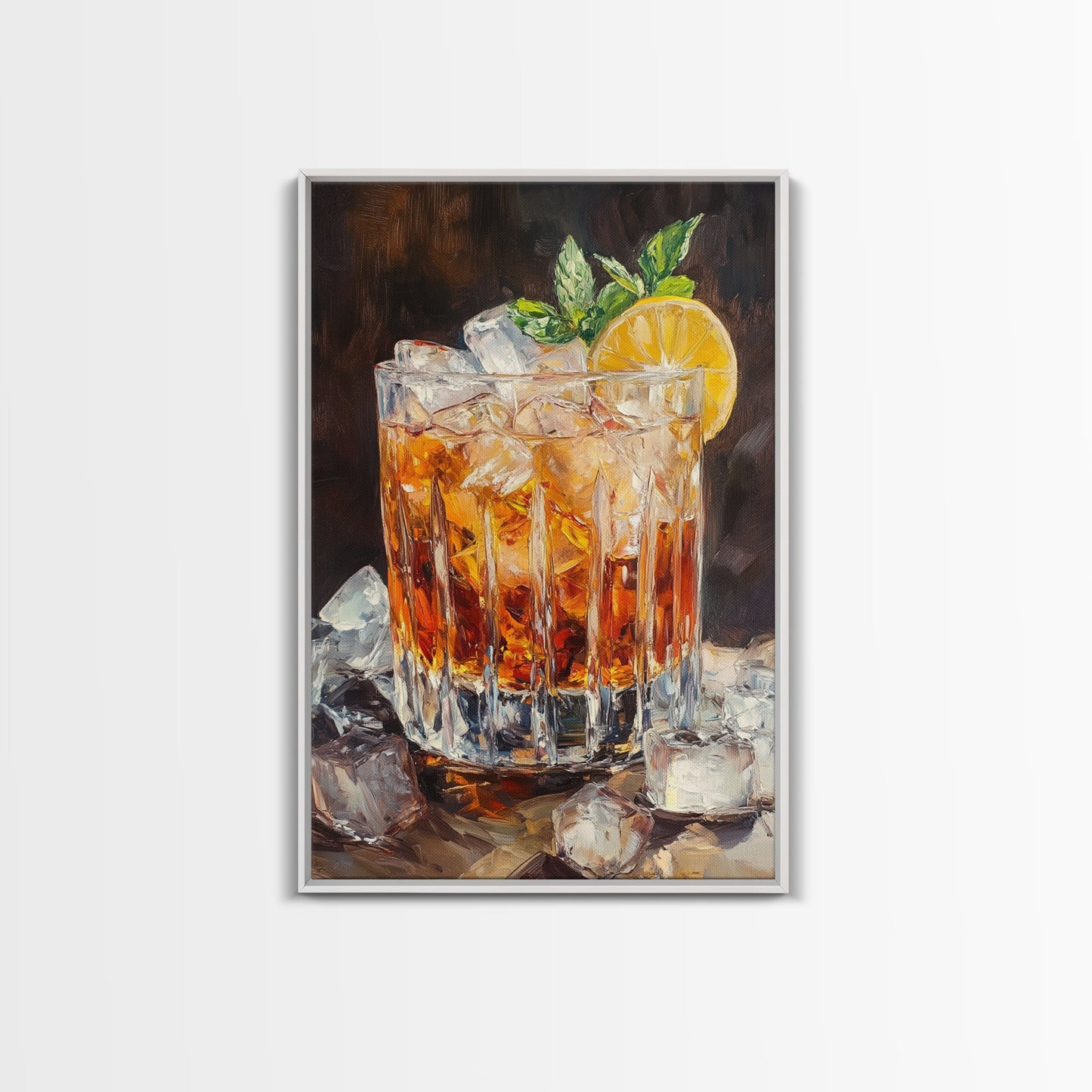 Lemon Whiskey Drink Canvas Print | Bar Kitchen Wall Art | Decor Martini Painting | Living Room Gift Idea for Him Art Print