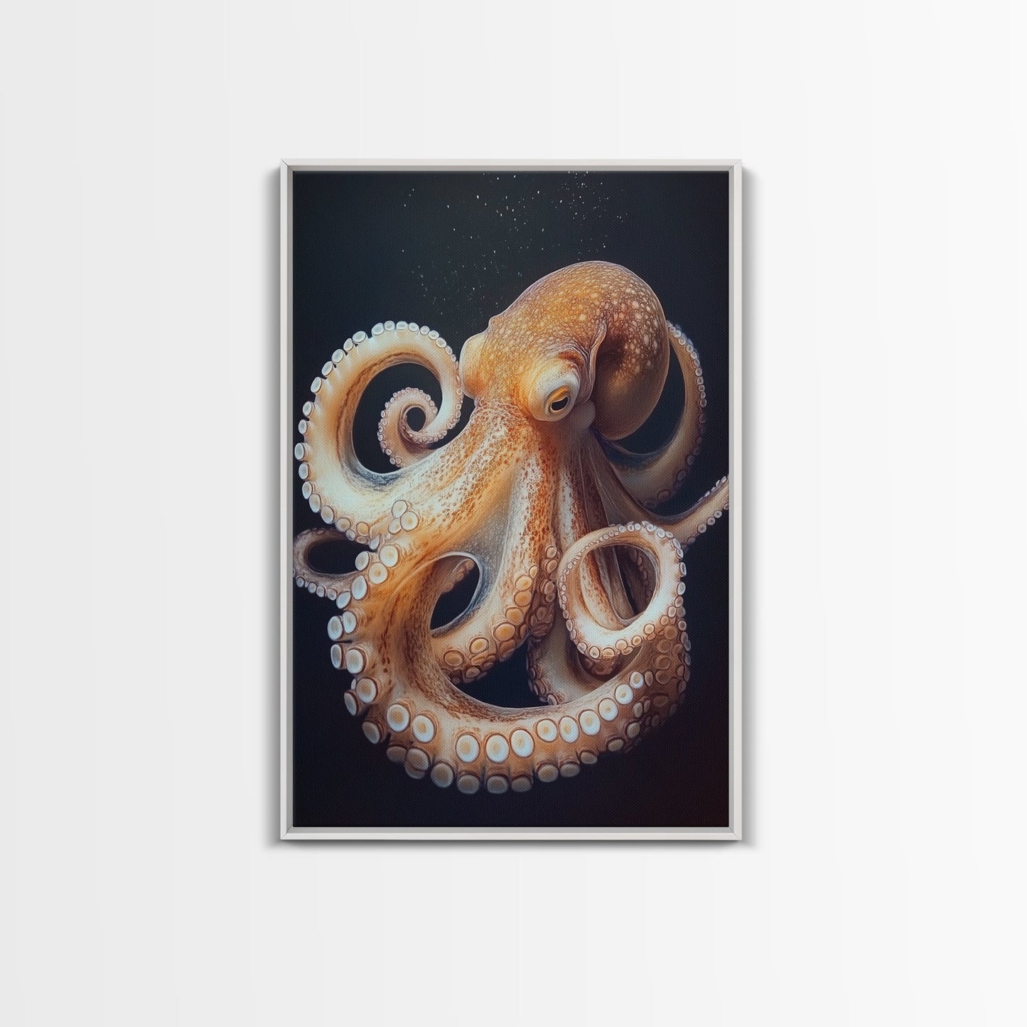 Underwater Octopus Canvas Print | Ocean Nature Painting Art | Coastal Nautical Decor | Rustic Seascape Living Room Wall Artwork