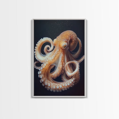 Underwater Octopus Canvas Print | Ocean Nature Painting Art | Coastal Nautical Decor | Rustic Seascape Living Room Wall Artwork