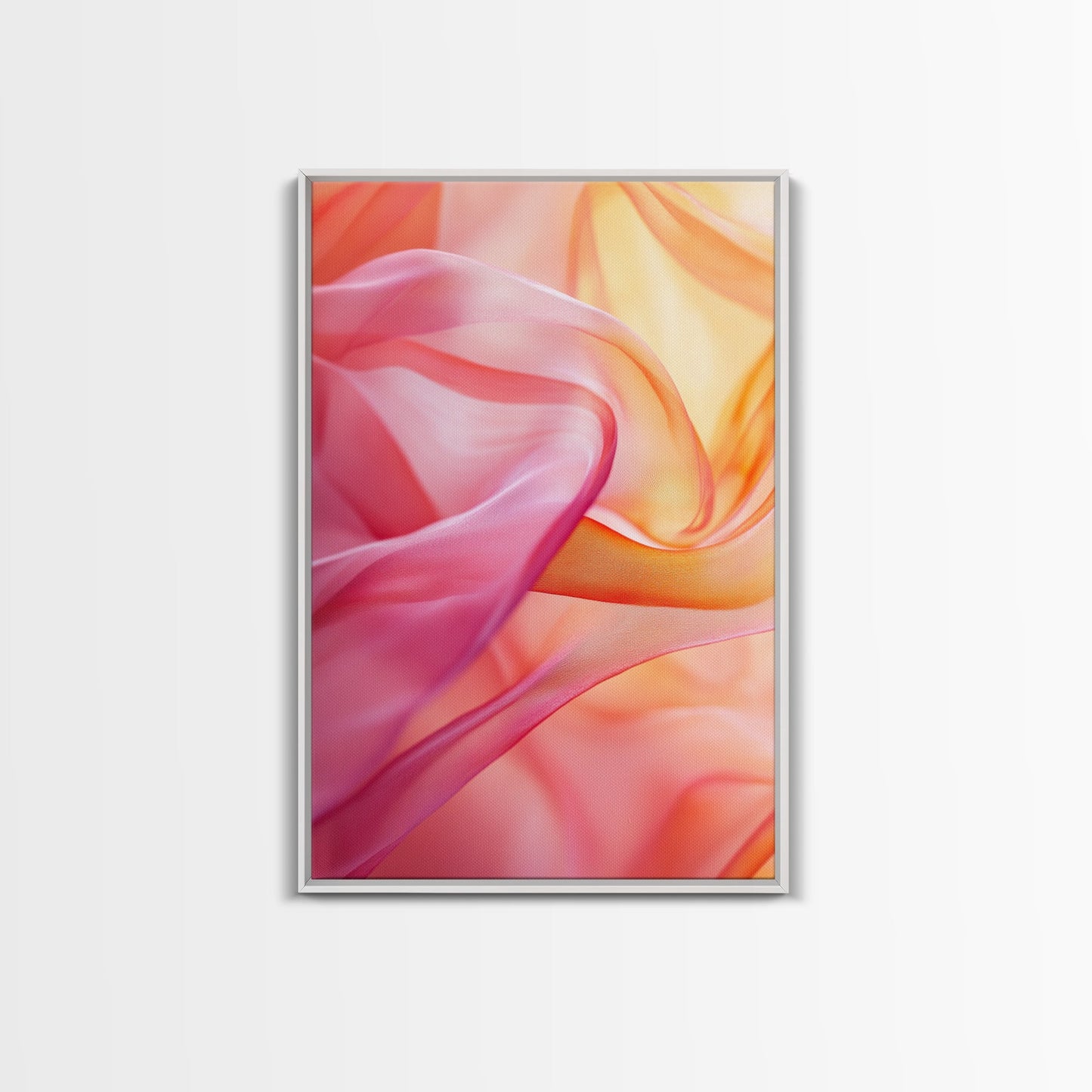 Sheer Pink and Orange Canvas Print with Light Pink Wall Art Aesthetic and Minimalist Zen Decor for Bedroom or Guest Room