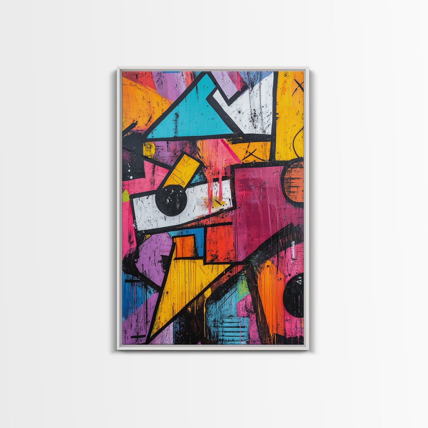 Bold Graffiti Framed Canvas Print, Urban Street Art Style Wall Decor, Moody Abstract Art, Gift Idea for Him, Living Room Wall Art