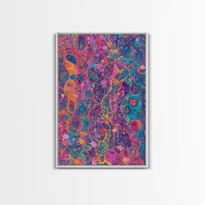 Psychedelic Swirls Abstract Framed Canvas Print Colorful Moody Art Sacred Geometry Wall Art Living Room Boho Decor
