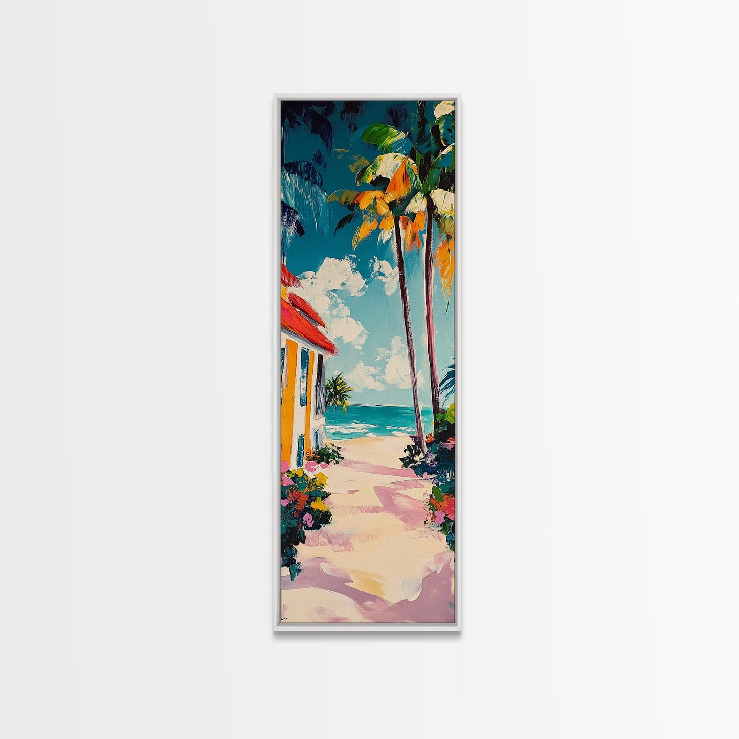 Beach Path, palm tree painting, coastal painting, nautical decor, tropical beach house art, above bed wall art, Canvas Print