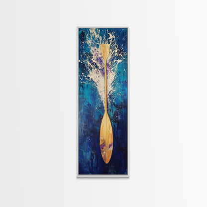 Moody Seascape, horizon painting gray white, smoky mountain art, framed canvas print, extra wide art, landscape painting