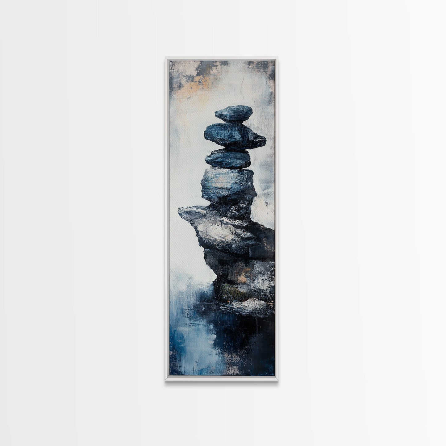 Stacked Rocks, wabi sabi art, zen wall art, minimalist art, sacred geometry wall art, framed canvas print, vertical wall art
