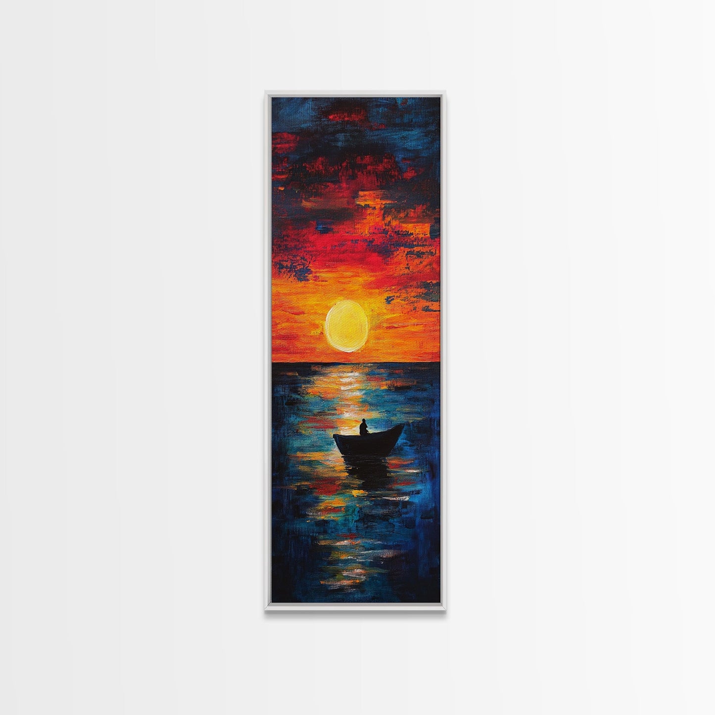 Fisherman Silhouette, Ocean Sunset, Moody Art, Canvas Print, Nautical Wall Art, Boho Art, Rustic Decor, Above Couch Art