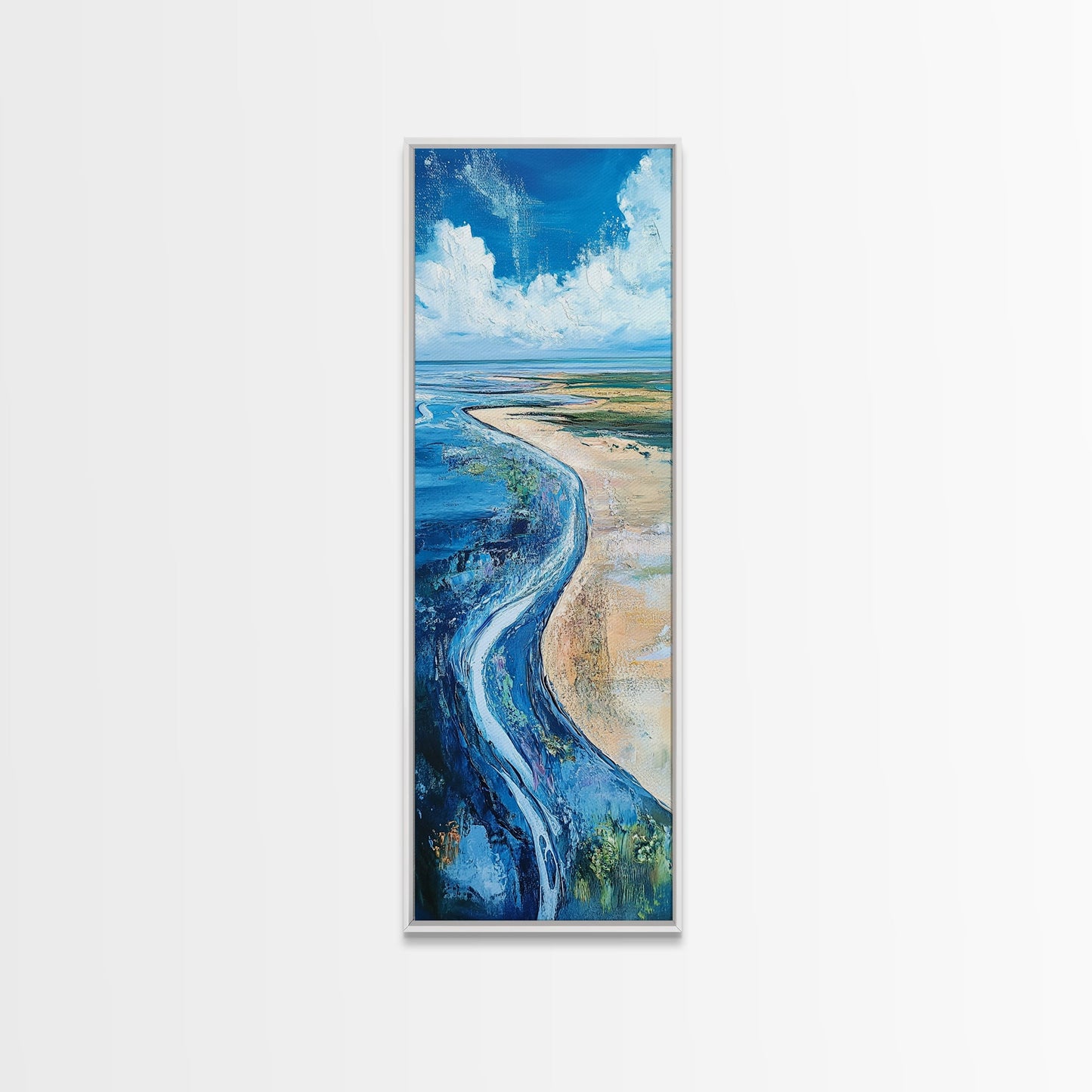 Coastal Shore, coastal landscape art, framed canvas print, Ireland painting, beach art, nautical decor, panoramic painting