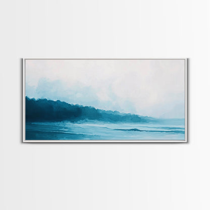 Coastal landscape art, panoramic art, framed canvas print, extra wide art, minimalist art, nautical wall art, seascape painting